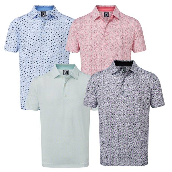 FootJoy Mens Lisle Daisy Print Polo Shirt 